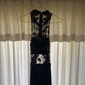 Black Prom Dress, Floral Print